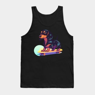 Groovy Dapple Dachshund on Skateboard Tank Top